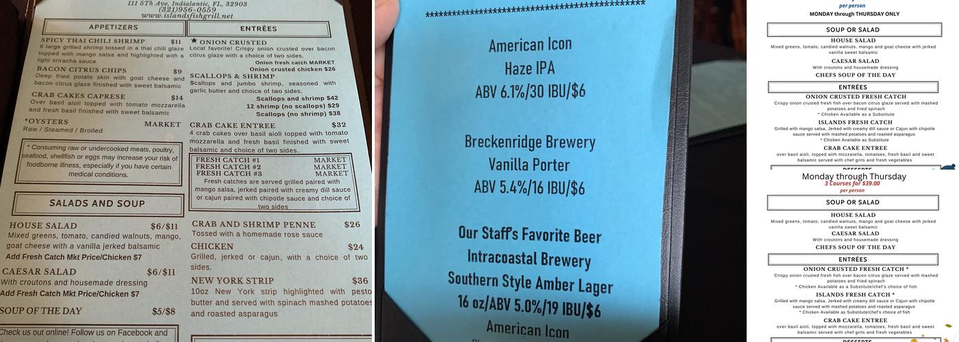Islands Fish Grill Menu