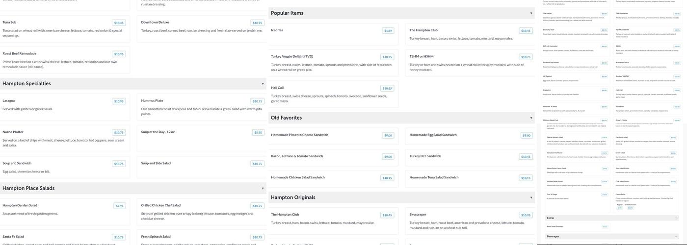Hampton Place Café Menu