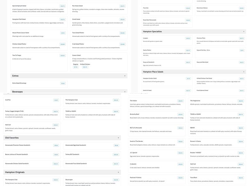 Hampton Place Café Menu