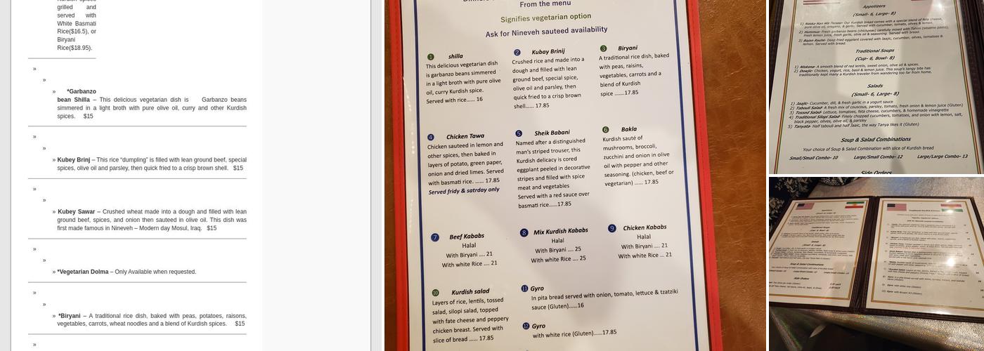 Babani's Menu