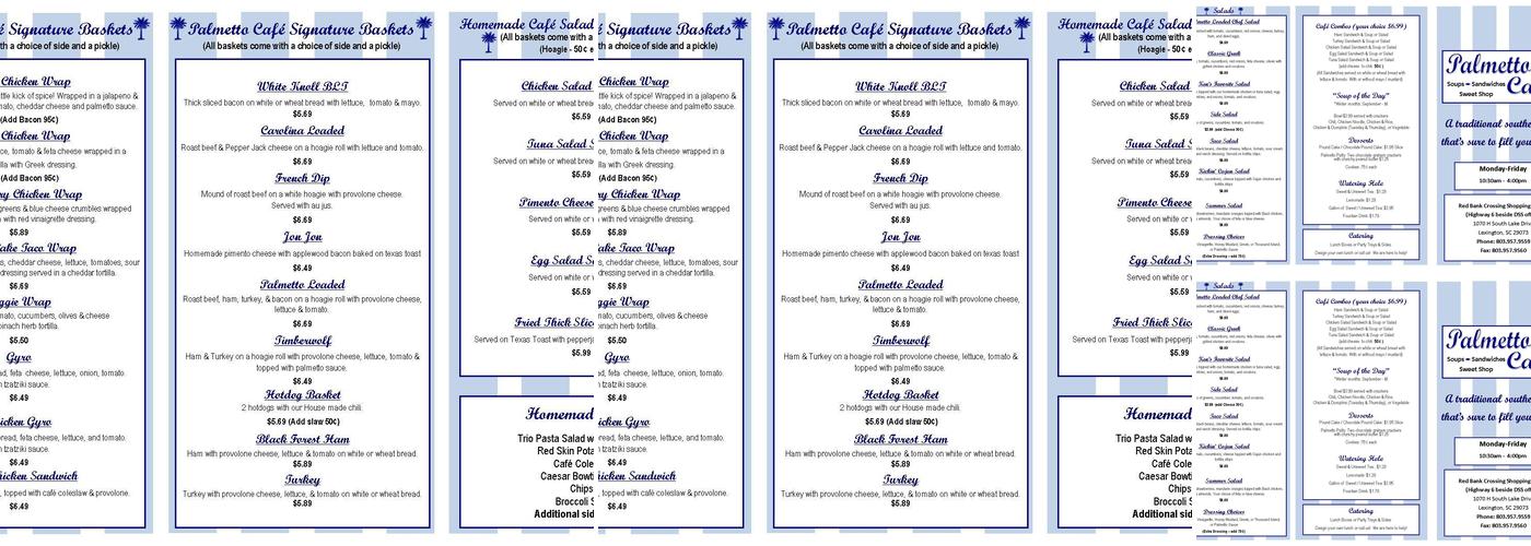 Palmetto Cafe Menu