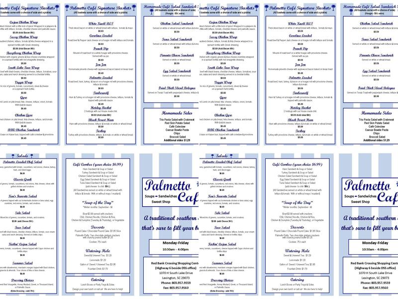 Palmetto Cafe Menu