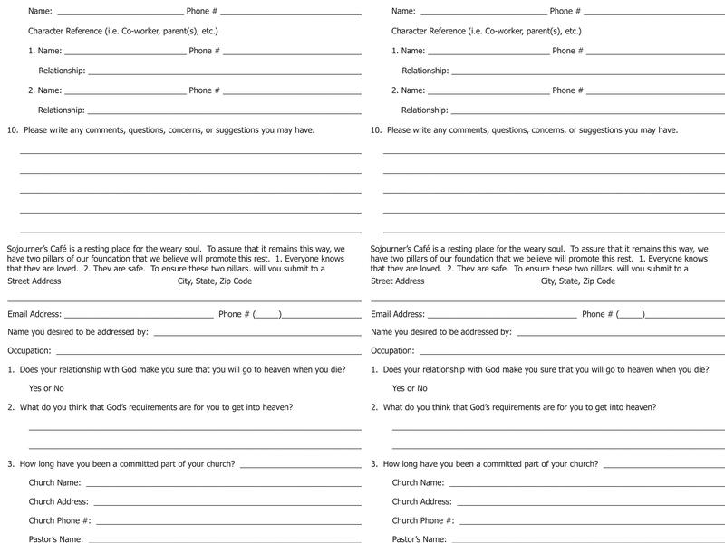 Sojourner's Café Menu