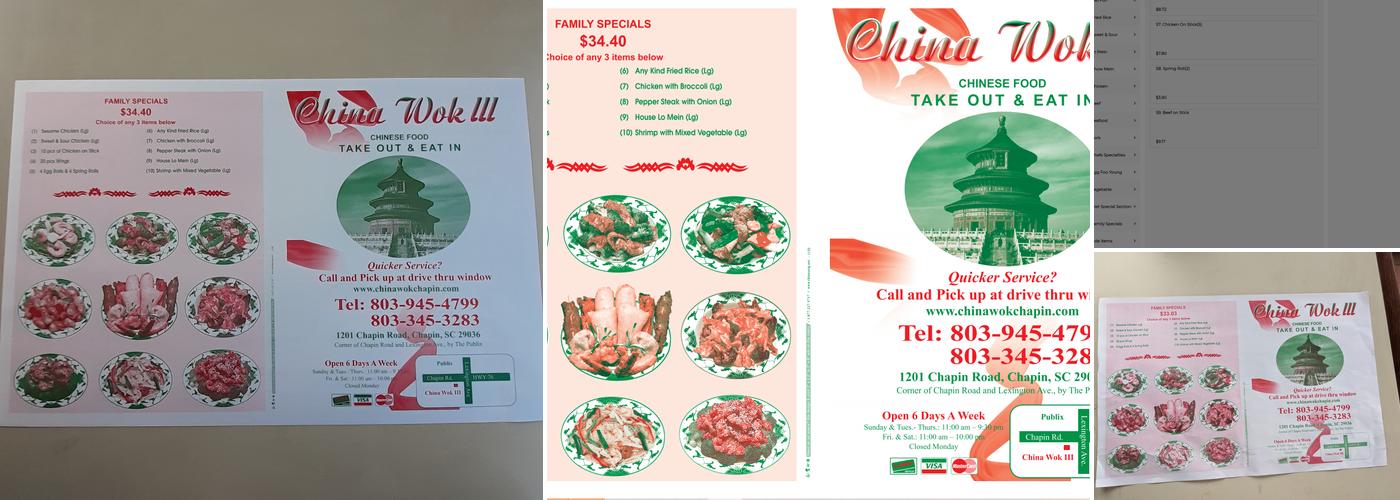 China Wok III Menu