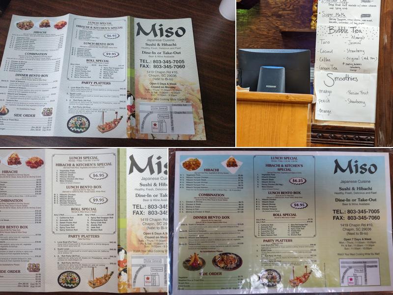 Miso Japanese Restaurant Menu