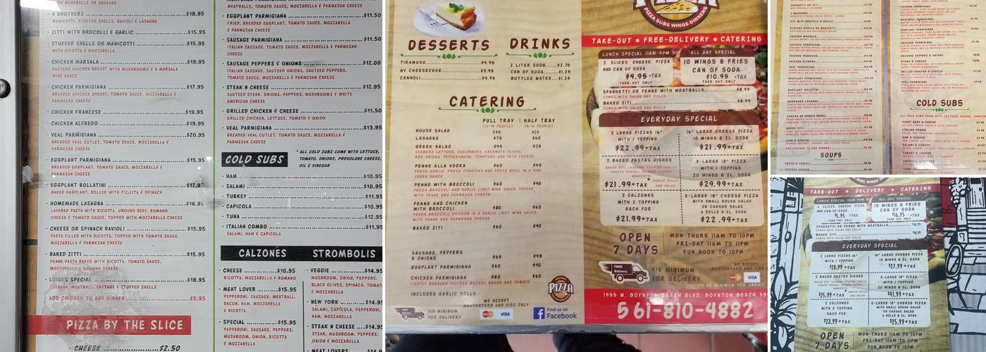 Boynton Pizza Menu