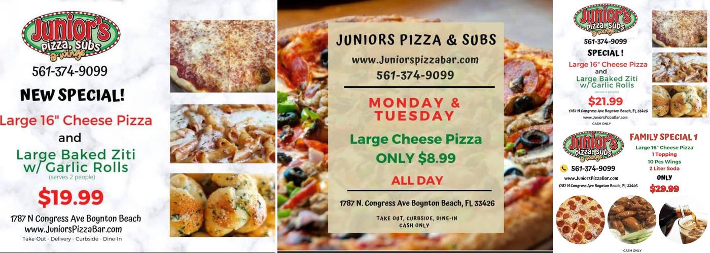 Juniors Pizza, Subs & Wings Menu
