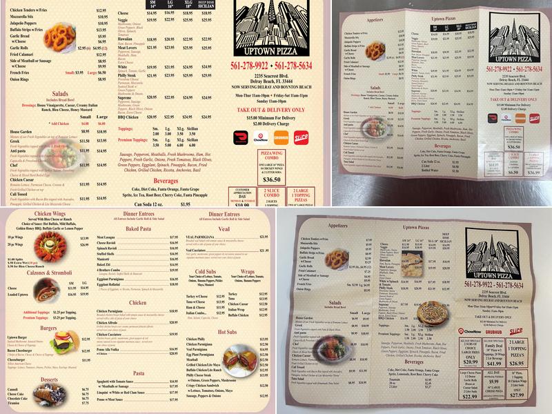 Uptown Pizza Menu