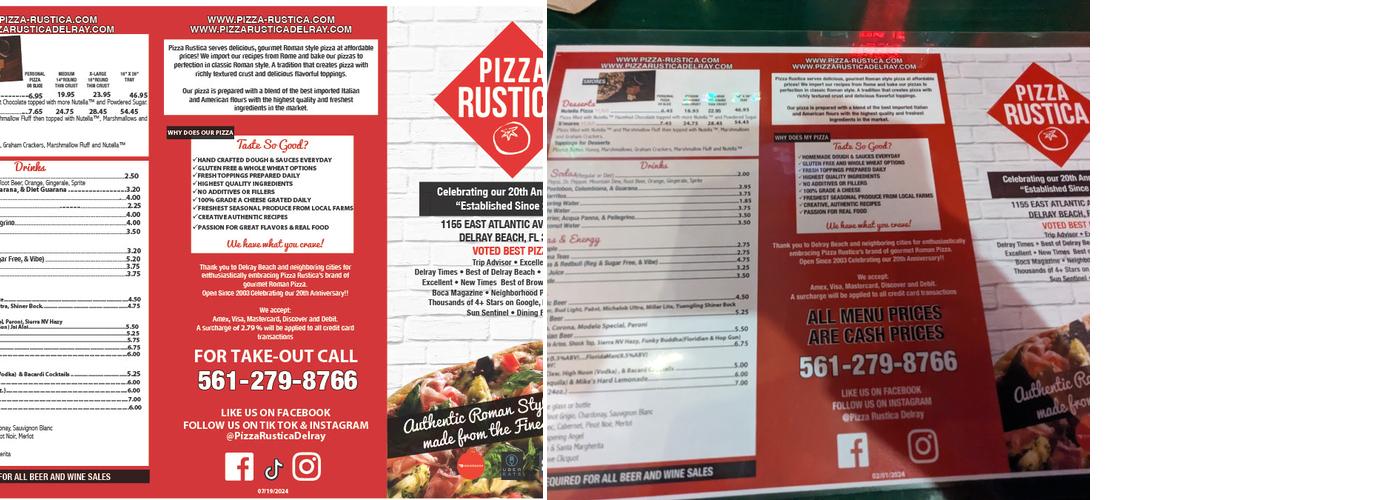 Pizza Rustica Delray Menu
