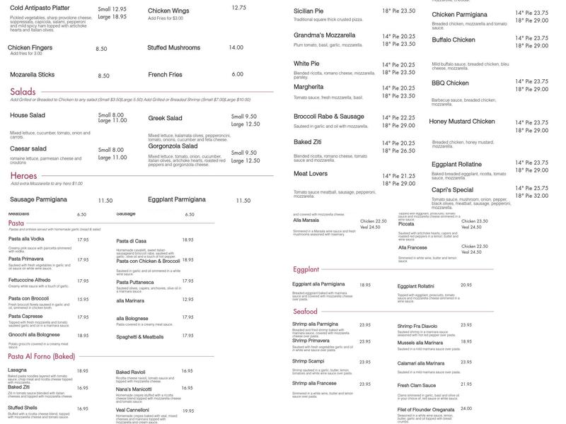 Brick Oven La Capricciosa Pizza Menu