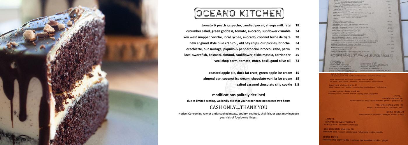 Oceano Kitchen Menu