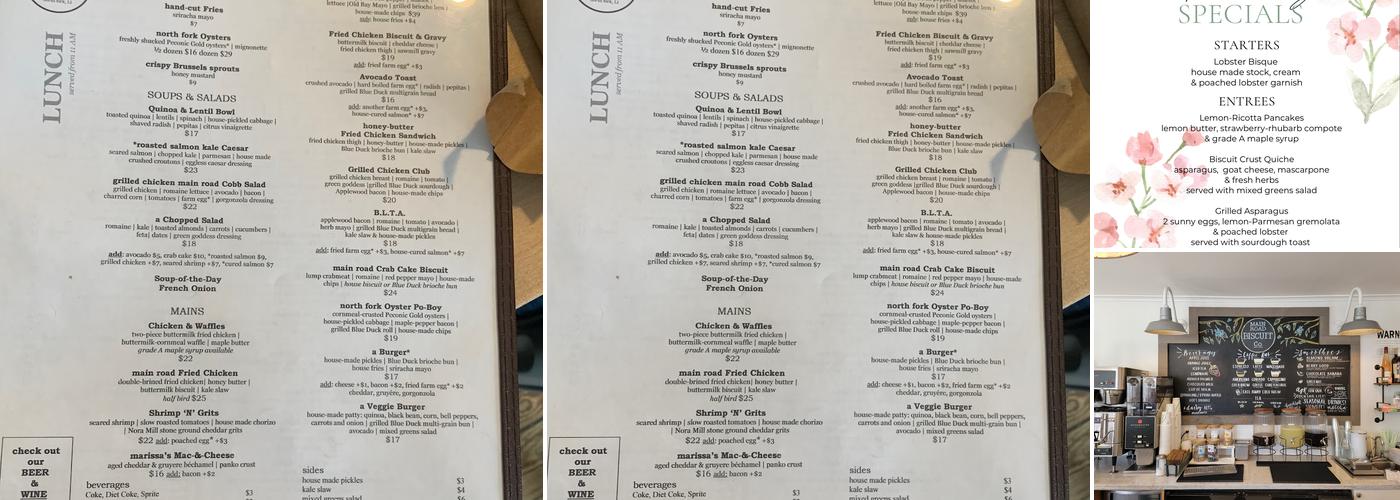 Main Road Biscuit Co. Menu