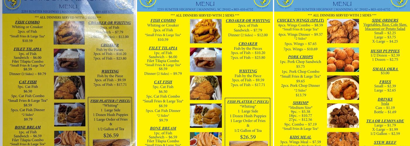 Johnson's Fish Shop Menu