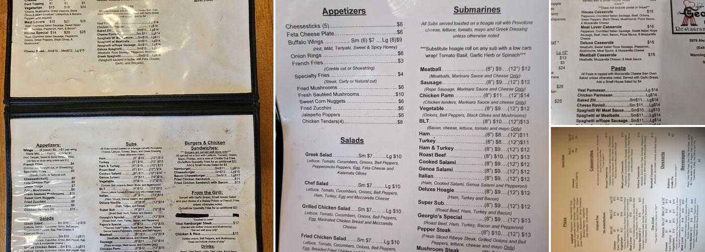 Georgio's Restaurant & Pizza Menu