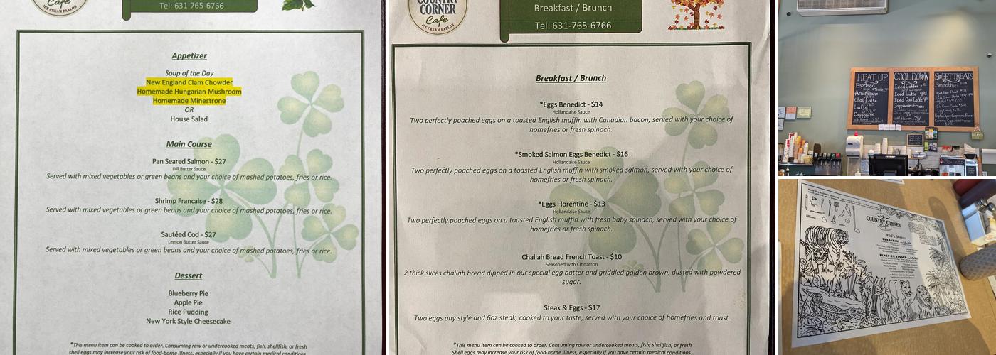 Country Corner Cafe Menu