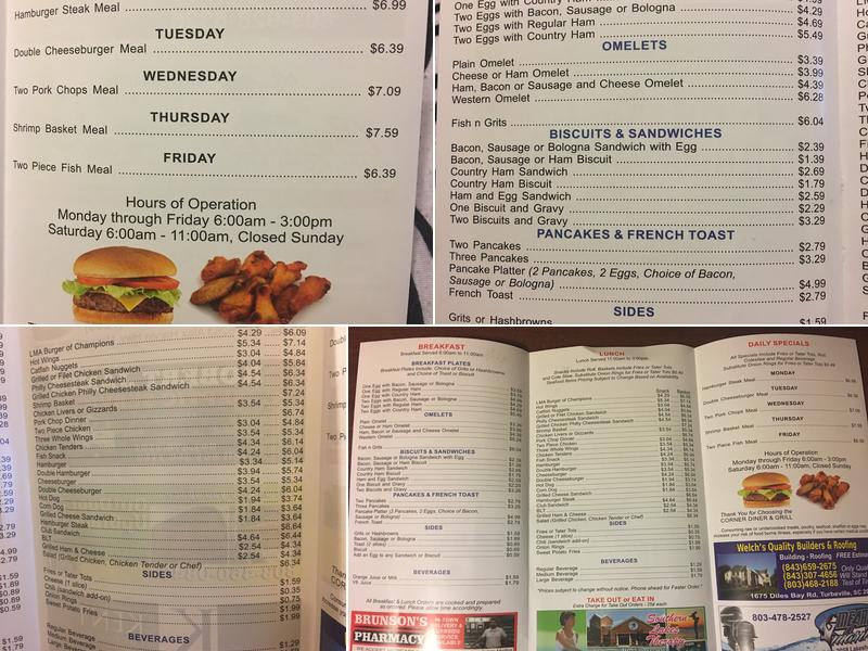 Corner Diner & Grill Menu