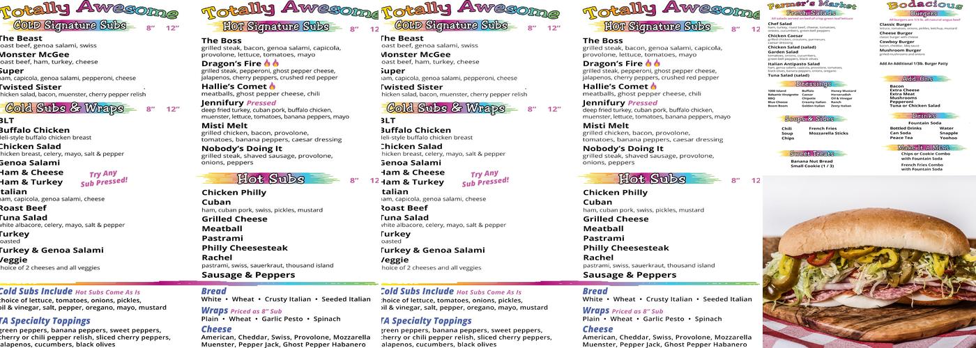 Totally Awesome Subs Menu