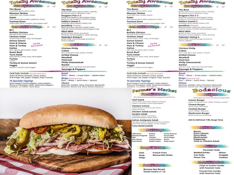 Totally Awesome Subs Menu