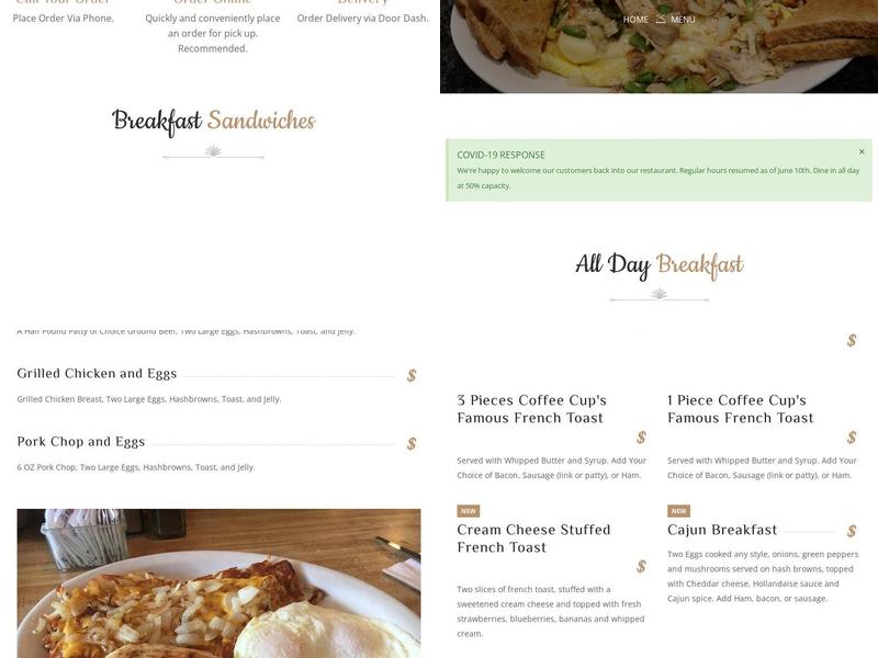 Coffee Cup Menu