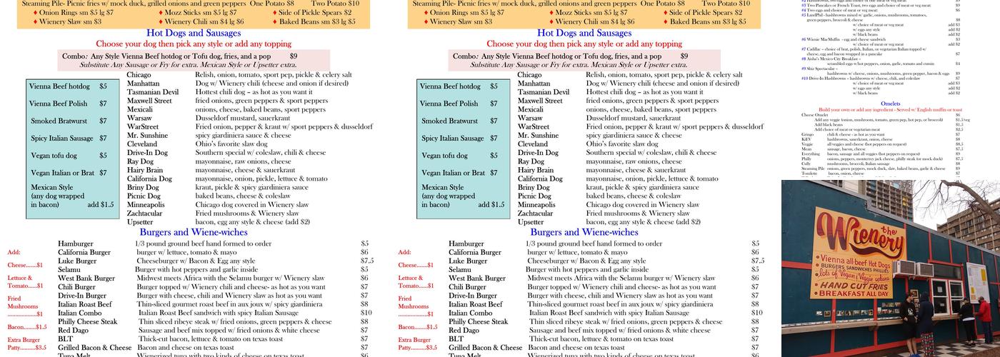 Wienery Menu