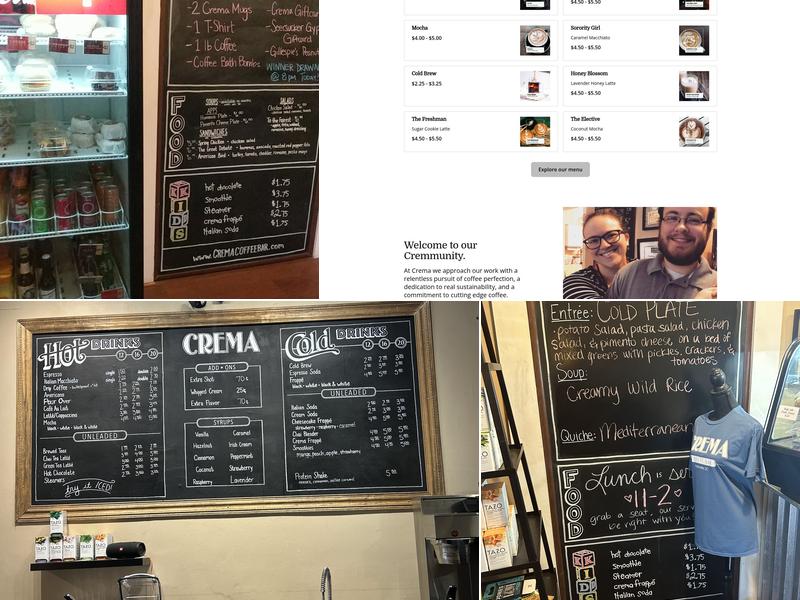 Crema Coffee Bar Menu