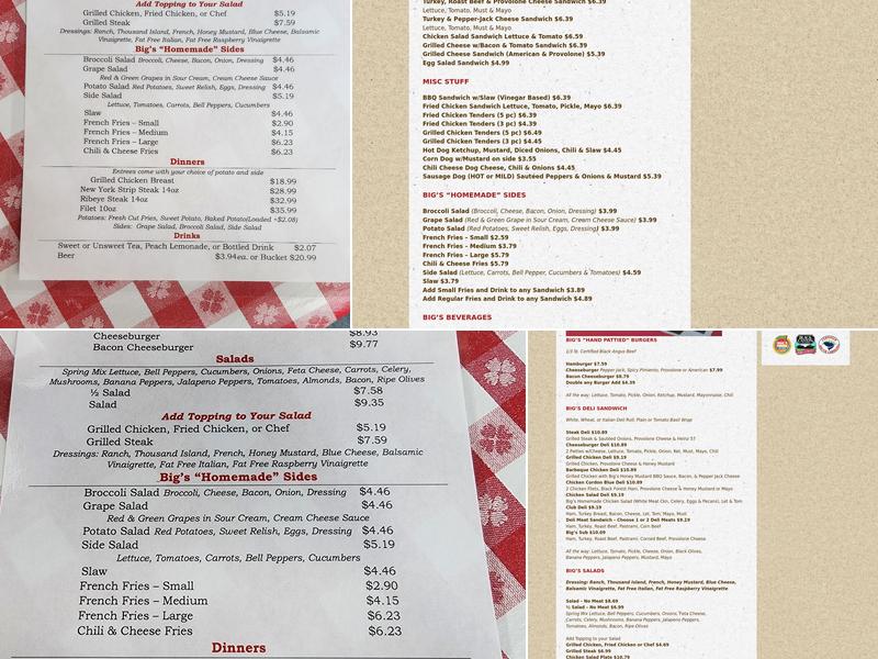Bigs Meats & More Menu