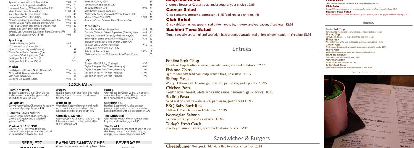 Sam Kendall's Menu