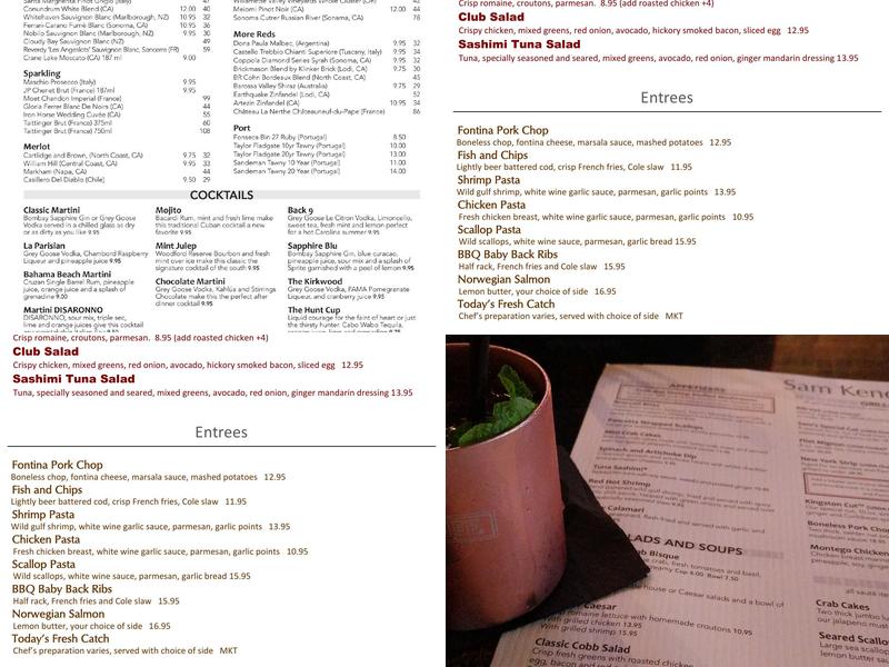 Sam Kendall's Menu