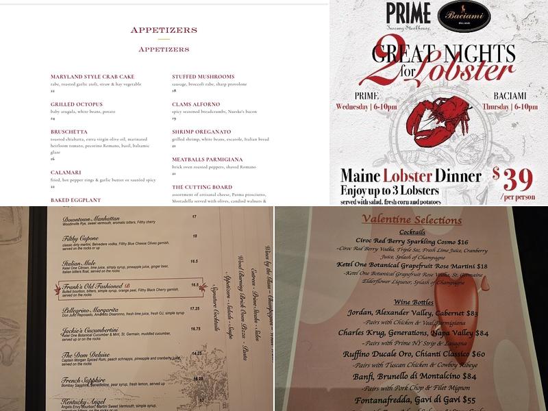 Baciami Italiano & Prime Steakhouse Menu
