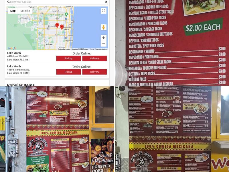 Tacos Al Carbon of Lake Worth Menu