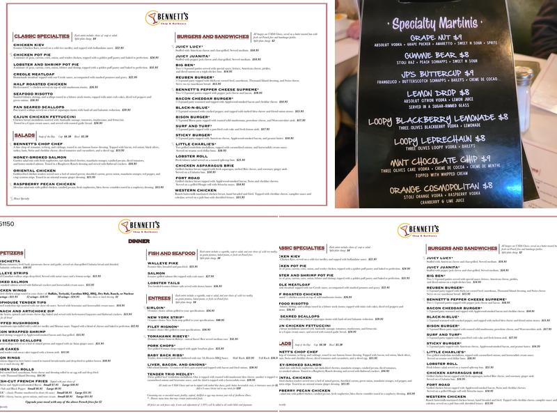 Bennett's Chop & Railhouse Menu