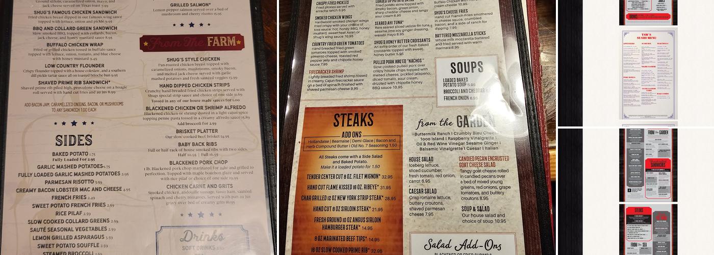 Shug's Steakhouse Menu