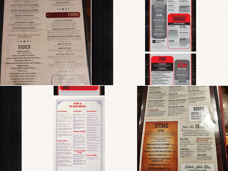 Shug's Steakhouse Menu