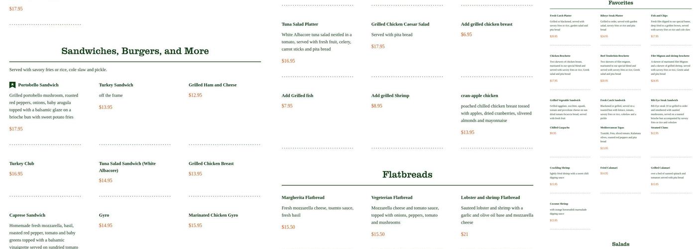 Dune Deck's Mimosa Cafe Menu