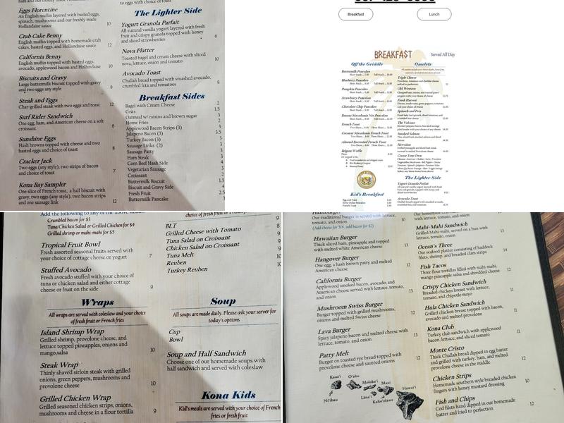 Kona Bay Cafe Menu
