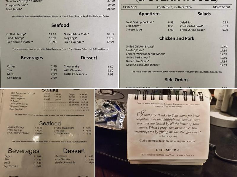 Carolina Restaurant & Steak House Menu