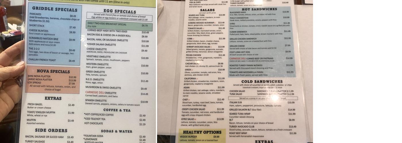 Cascades Cafe Menu