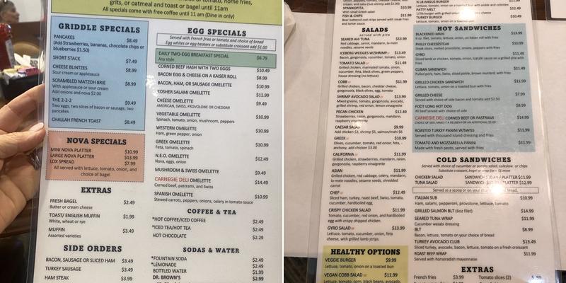 Cascades Cafe Menu