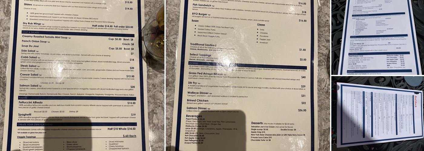 Red Rock Bar and Grill Menu