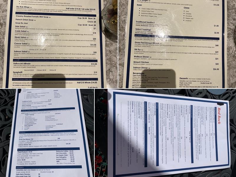 Red Rock Bar and Grill Menu