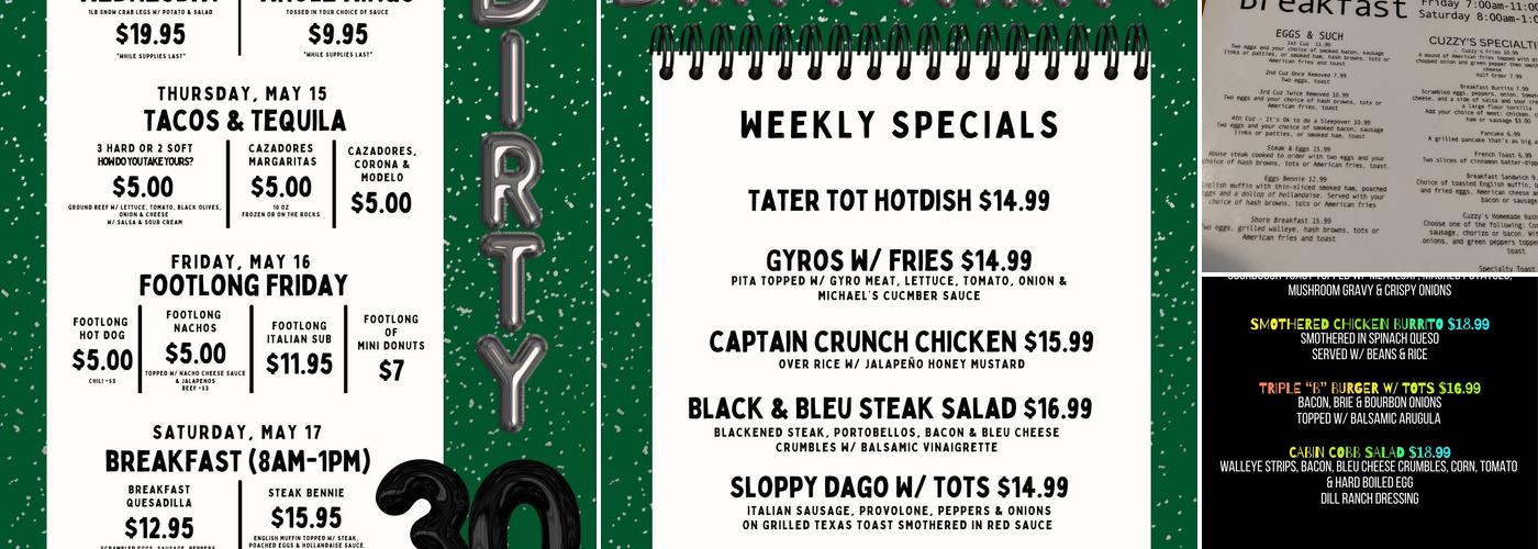 Cuzzy's Grill & Bar Menu