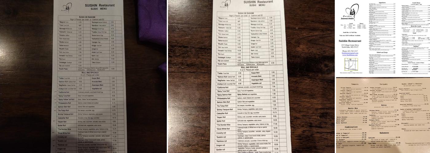 Suishin Restaurant Menu