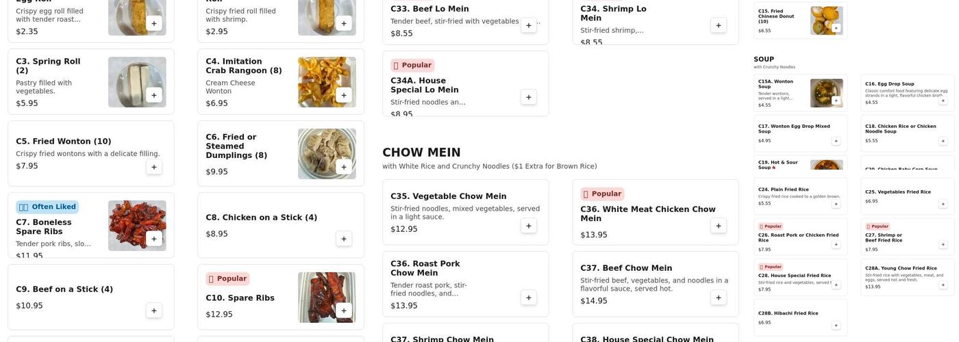 Chinatown Menu