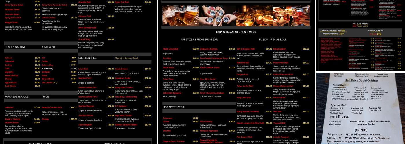 Tony’s Fusion North Menu