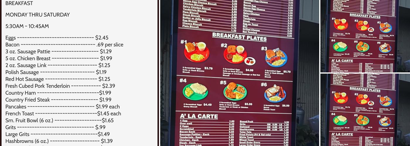 Longstreet Cafe #2 Menu