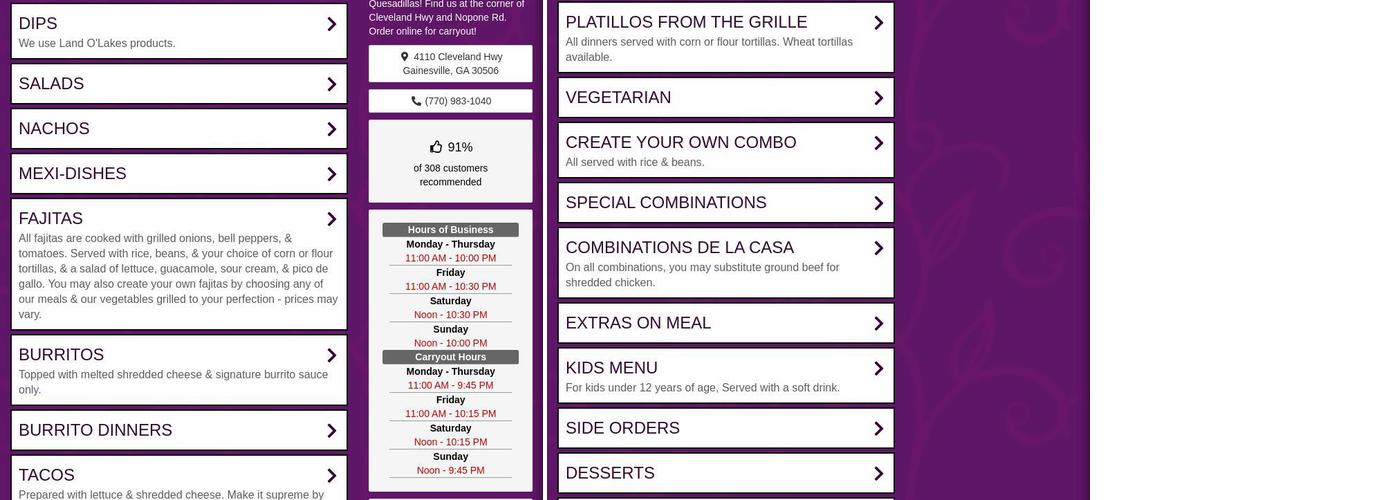 Señor Fiesta #1 Menu