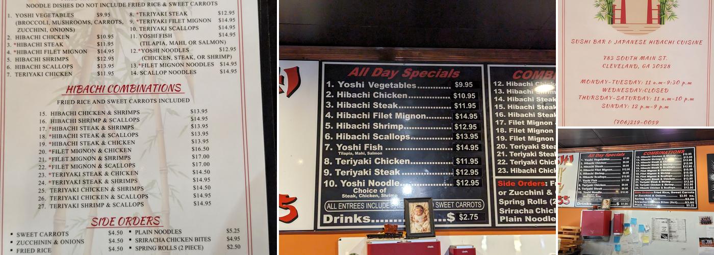 Yoshi Express Menu