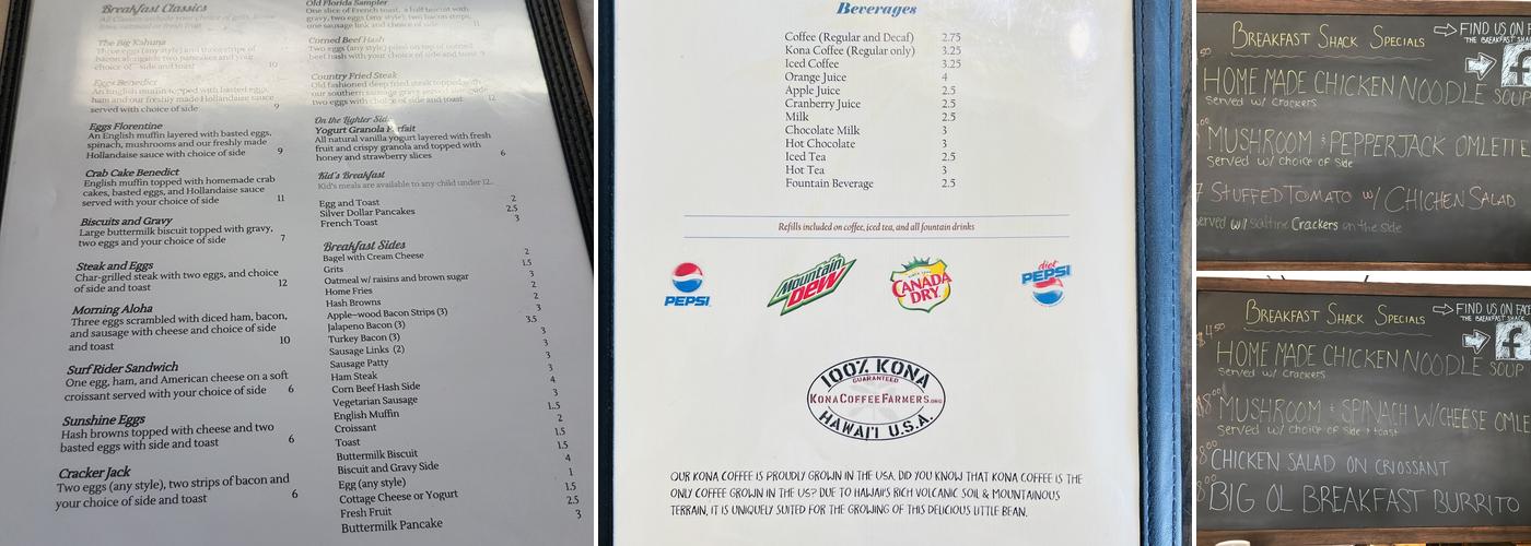 The Breakfast Shack Menu