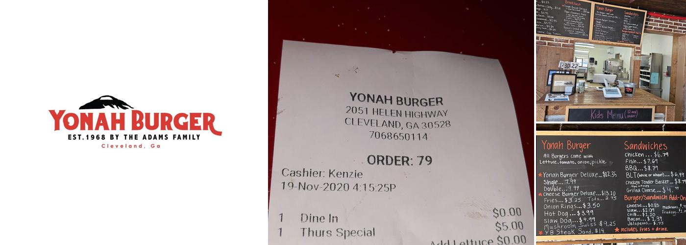 Yonah Burger Menu