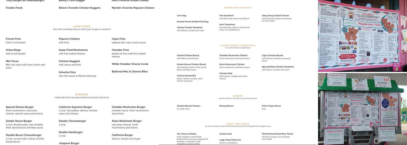 Peppermint Twist Drive In Menu